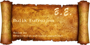 Bulik Eufrozina névjegykártya